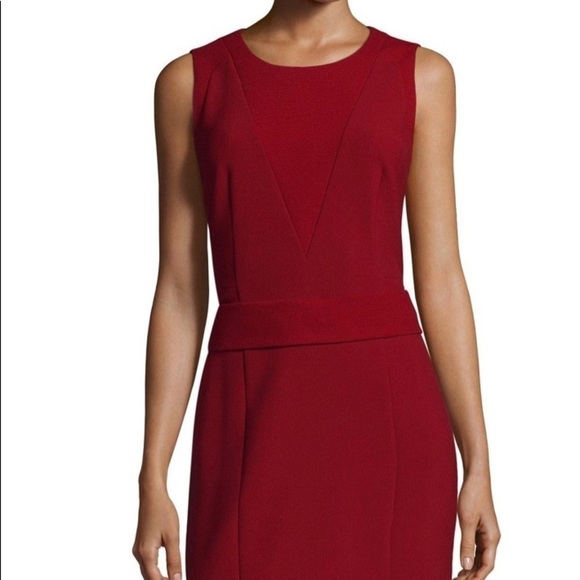 𝅺Office Ready🤩NWT Hugo Boss Red Shift Sleeveless Career Dress Size 40IT/4US - Picture 2 of 11